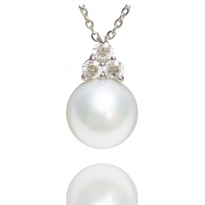 11-12mm White South Sea Pearl 18KW Pendant With Diamond